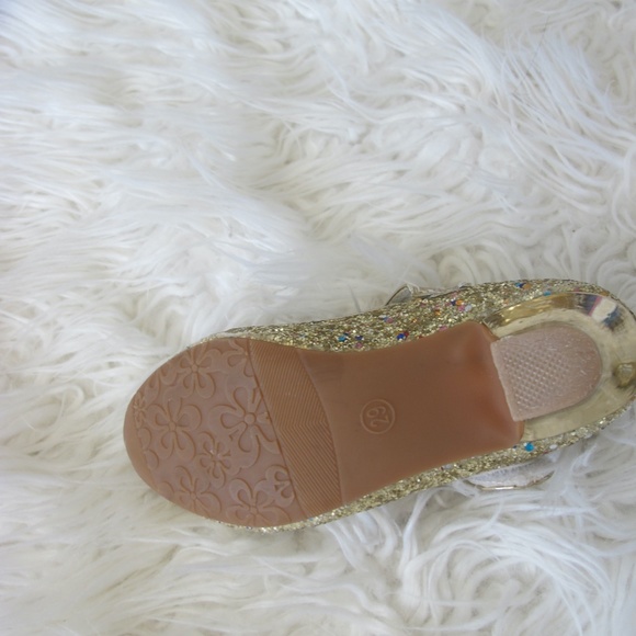 Girls Heels Party Mary Jane Dance Pump Crystal Bow Knot Size 11.5 gold EUC - Picture 4 of 6